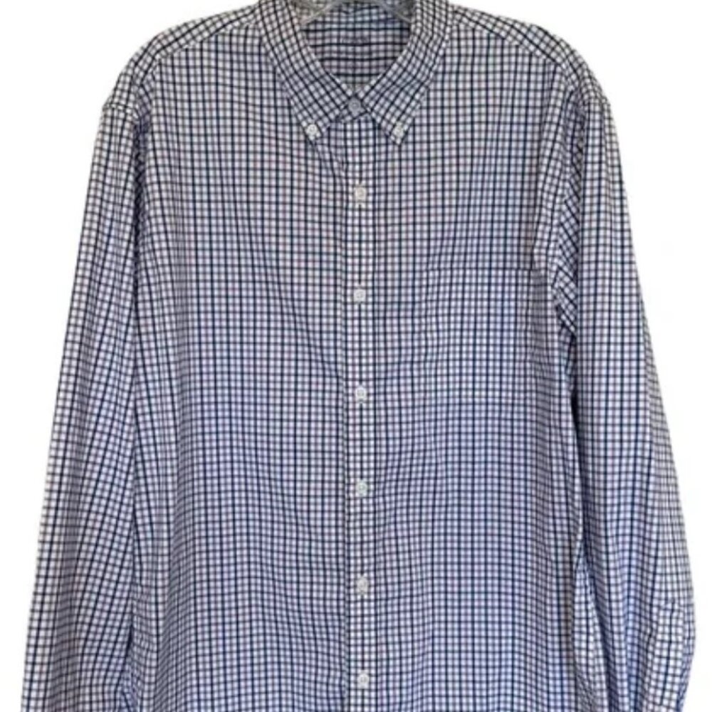 J. Crew men’s The offshore performance plaid dress shirt blue purple size large